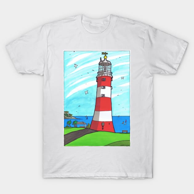 Plymouth Hoe Lighthouse T-Shirt by SpencerHart